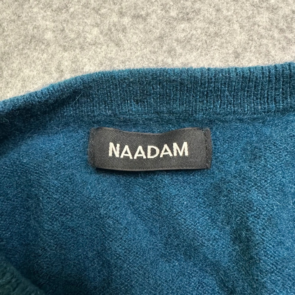 Naadam Mens Medium 100% Cashmere Crewneck Sweater Peacock Blue Teal RN145136 - Picture 5 of 7